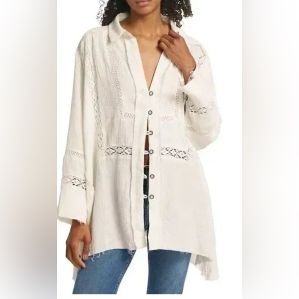 We The Free White Ranch Wash Shirt Button Dow
B1